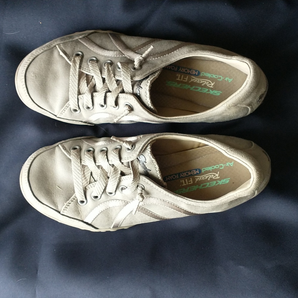 Skechers leather slip on sneakers